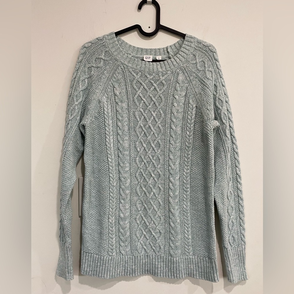 Gap Cotton Knit Sweater Heather Mint Green size M